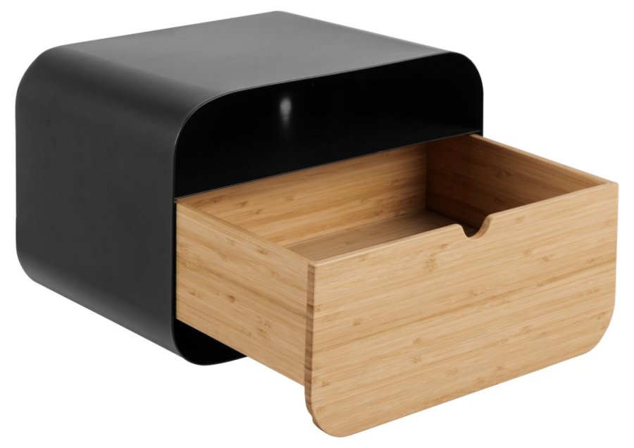 ACT NORDIC Joliet vghngt natbord, m. 1 rum og 1 skuffe - bambus og sort stl (35x25)