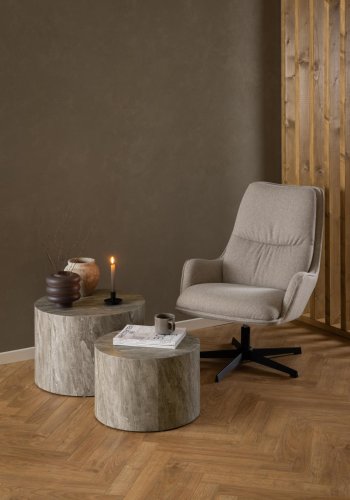 ACT NORDIC Bosley drejestol, m. armln, horisontal syning og lynls - beige stof og sort stl