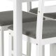ACT NORDIC Alicante spisebordsst, 1 spisebord, 4 spisebordsstole - lysegr stof, hvid MDF/gummitr