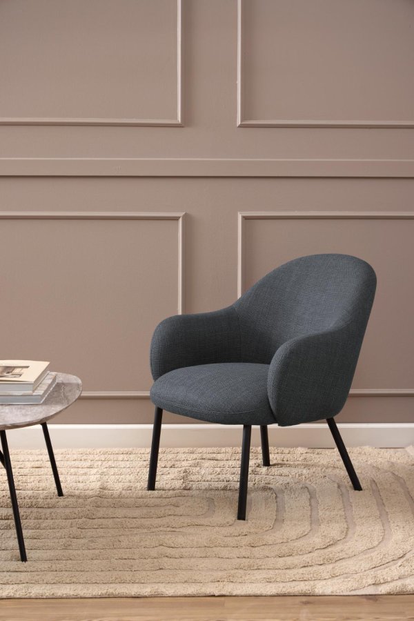 ACT NORDIC Spencer loungestol, m. armln - mrkegr stof og sort stl