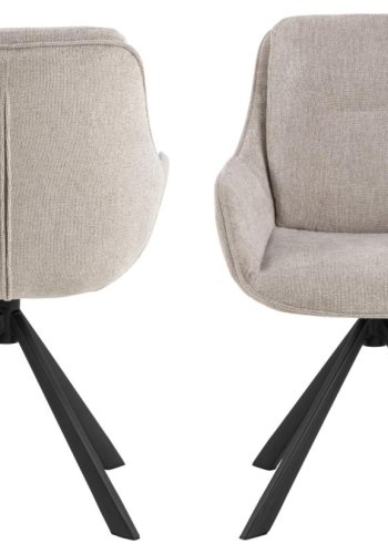 ACT NORDIC Carrie  spisebordsstol, m. armln og drejefunktion - sand stof og sort stl