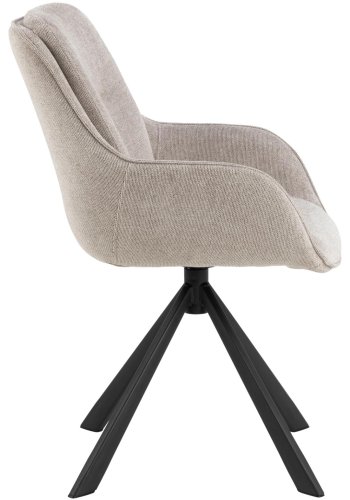 ACT NORDIC Carrie  spisebordsstol, m. armln og drejefunktion - sand stof og sort stl