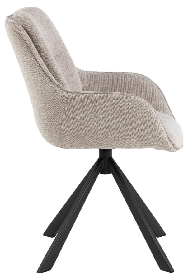 ACT NORDIC Carrie  spisebordsstol, m. armln og drejefunktion - sand stof og sort stl