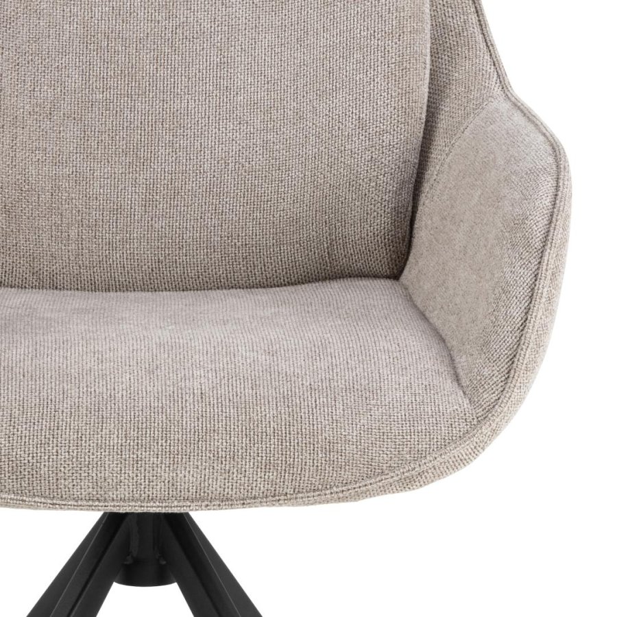 ACT NORDIC Carrie  spisebordsstol, m. armln og drejefunktion - sand stof og sort stl