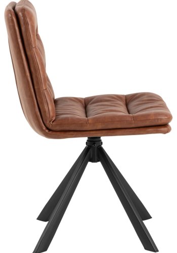 ACT NORDIC Dean  spisebordsstol, m. drejefunktion og syning - cognac retro PU og sort stl