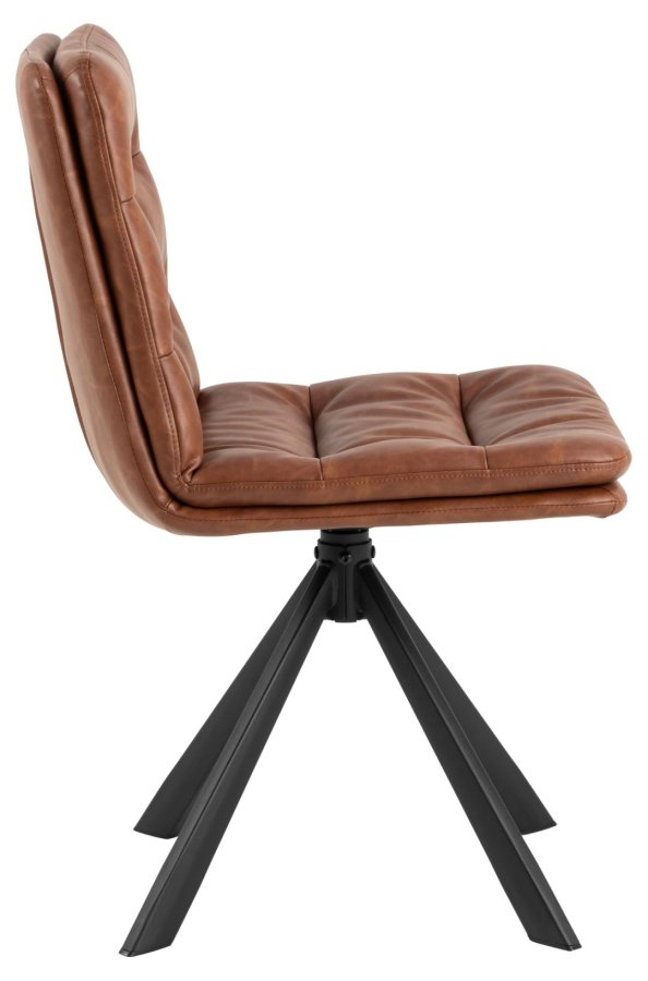 ACT NORDIC Dean  spisebordsstol, m. drejefunktion og syning - cognac retro PU og sort stl