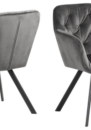 ACT NORDIC Lola  spisebordsstol, m. armln og retur drej - mrkegr stof og sort stl