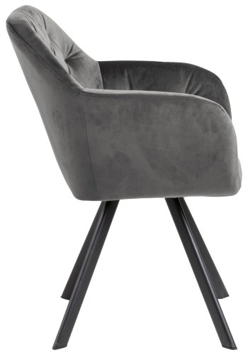 ACT NORDIC Lola  spisebordsstol, m. armln og retur drej - mrkegr stof og sort stl