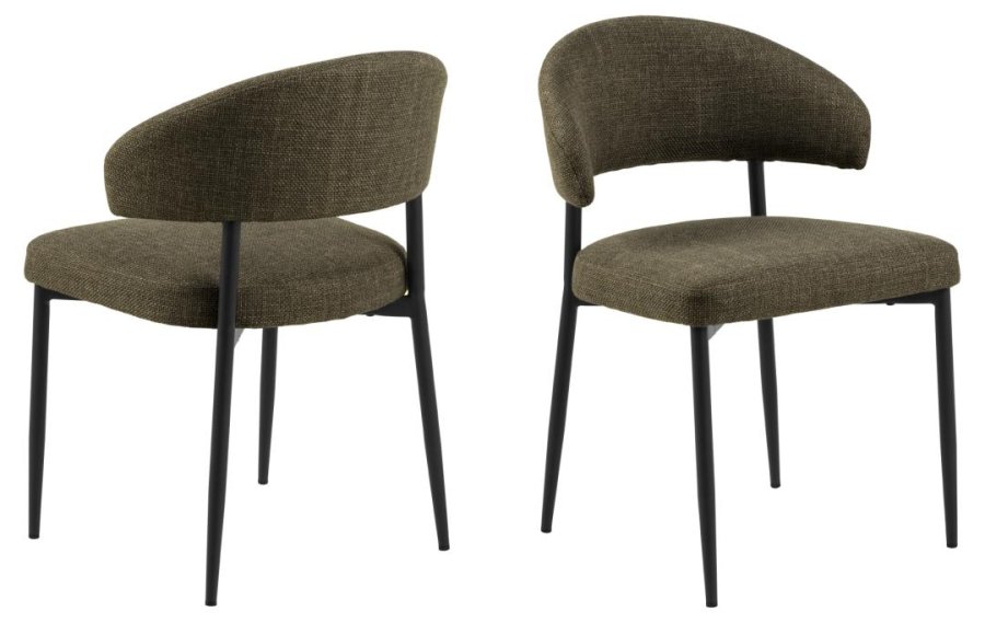 ACT NORDIC Edina spisebordsstol - grn stof og sort stl