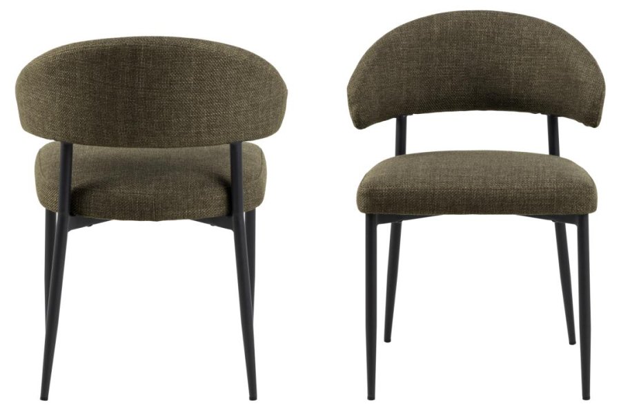 ACT NORDIC Edina spisebordsstol - grn stof og sort stl