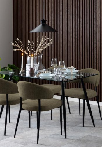 ACT NORDIC Edina spisebordsstol - grn stof og sort stl