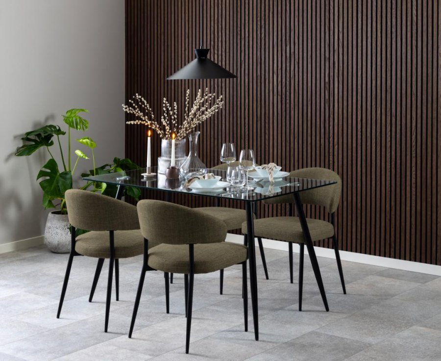 ACT NORDIC Edina spisebordsstol - grn stof og sort stl