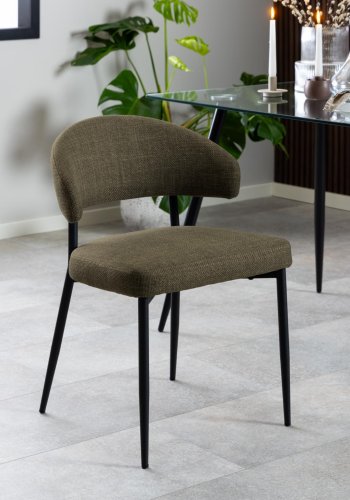 ACT NORDIC Edina spisebordsstol - grn stof og sort stl