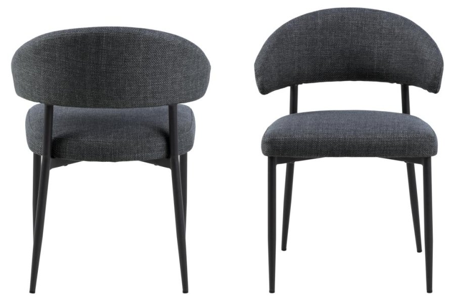 ACT NORDIC Edina spisebordsstol - mrkegr stof og sort stl
