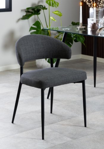 ACT NORDIC Edina spisebordsstol - mrkegr stof og sort stl