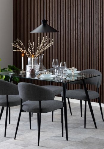 ACT NORDIC Edina spisebordsstol - mrkegr stof og sort stl