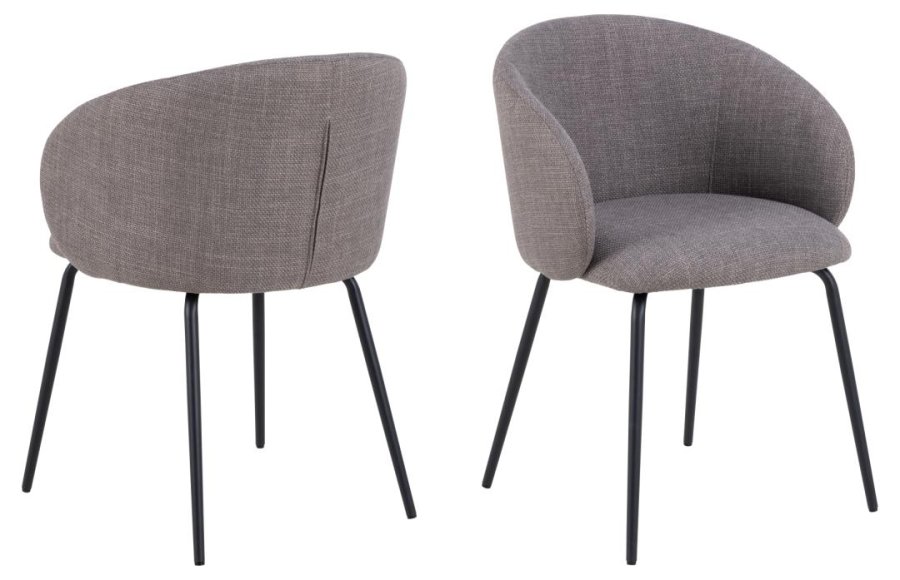 ACT NORDIC Eleanor spisebordsstol, m. armln - lys grbrun stof og sort stl