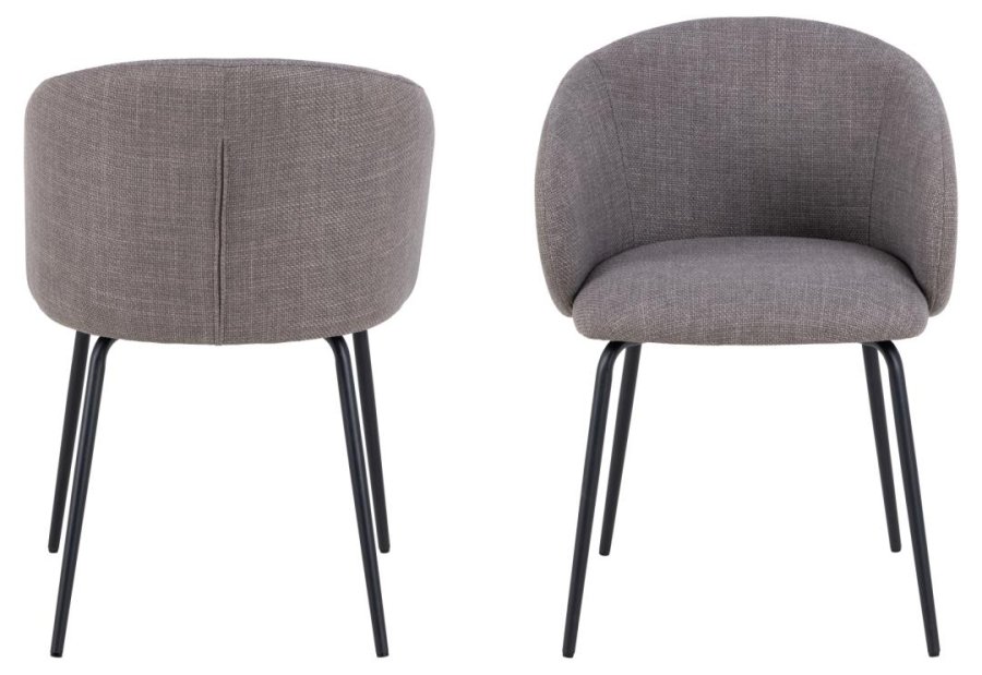 ACT NORDIC Eleanor spisebordsstol, m. armln - lys grbrun stof og sort stl