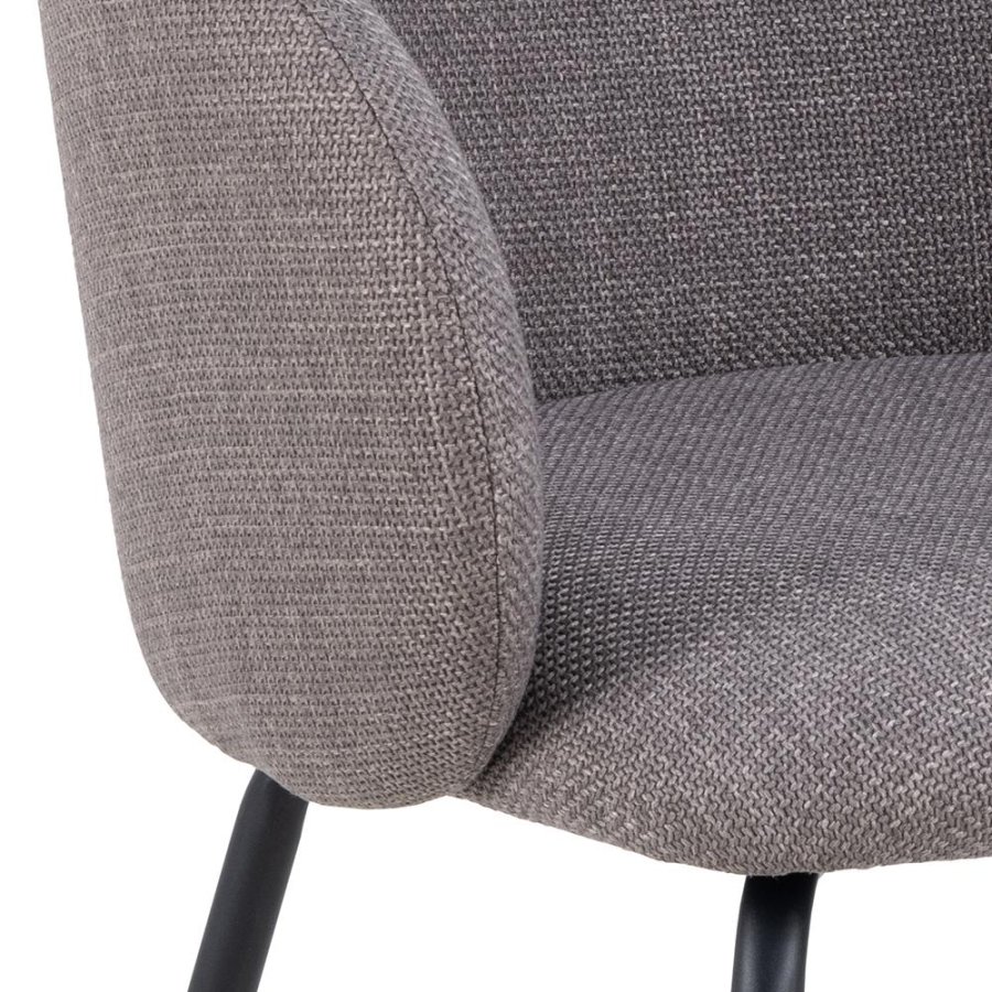 ACT NORDIC Eleanor spisebordsstol, m. armln - lys grbrun stof og sort stl