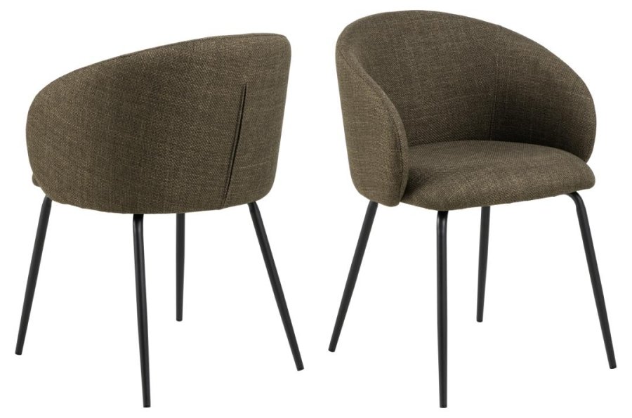 ACT NORDIC Eleanor spisebordsstol, m. armln - grn stof og sort stl