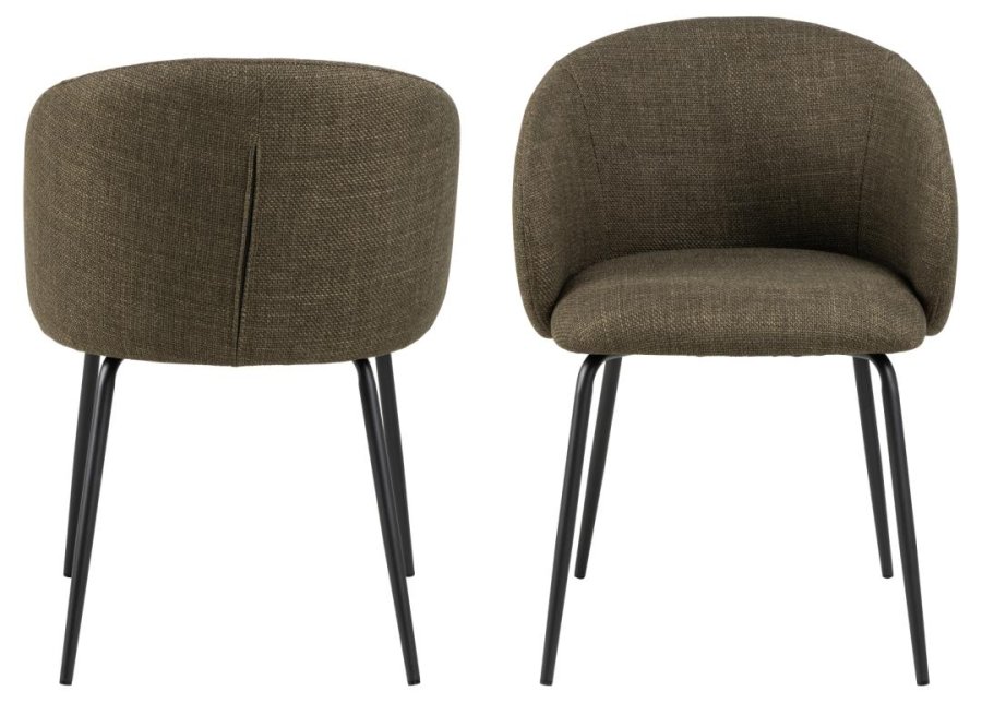 ACT NORDIC Eleanor spisebordsstol, m. armln - grn stof og sort stl