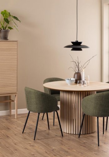 ACT NORDIC Eleanor spisebordsstol, m. armln - grn stof og sort stl