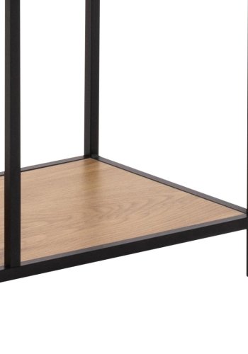 ACT NORDIC Seaford reol, m. 4 hylder og 2 skuffer - mat vild eg ru melam og sort ru stl (77x35x185)