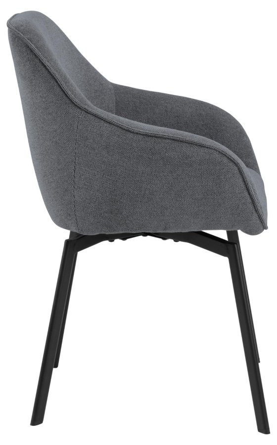 ACT NORDIC Clara spisebordsstol, m. armln og retur drej - antracitgr stof og sort stl