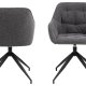 ACT NORDIC Brooke spisebordsstol, m. armln, drejefunktion, syninger - antracitgr stof og sort stl