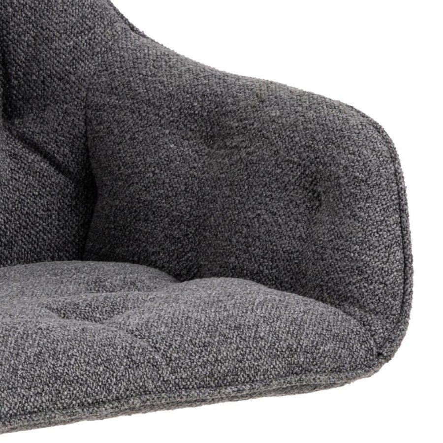 ACT NORDIC Brooke spisebordsstol, m. armln, drejefunktion, syninger - antracitgr stof og sort stl