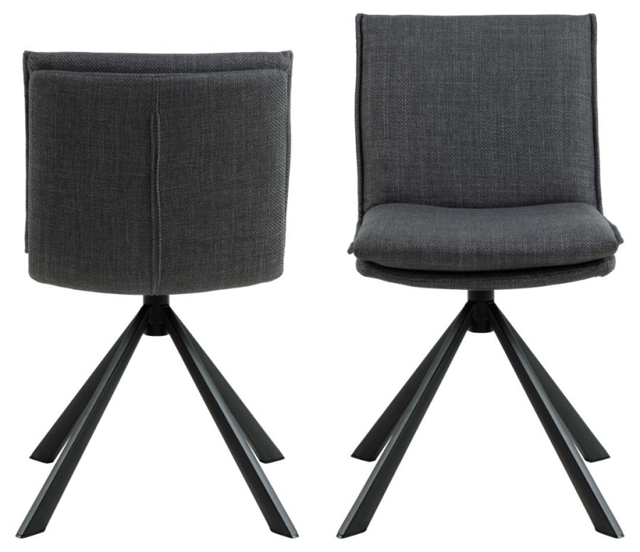 ACT NORDIC Flynn spisebordsstol, m. drejefunktion - mrkegr stof og sort stl