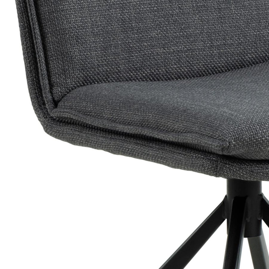 ACT NORDIC Flynn spisebordsstol, m. drejefunktion - mrkegr stof og sort stl