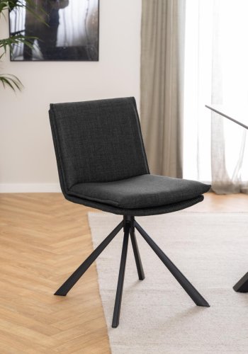 ACT NORDIC Flynn spisebordsstol, m. drejefunktion - mrkegr stof og sort stl