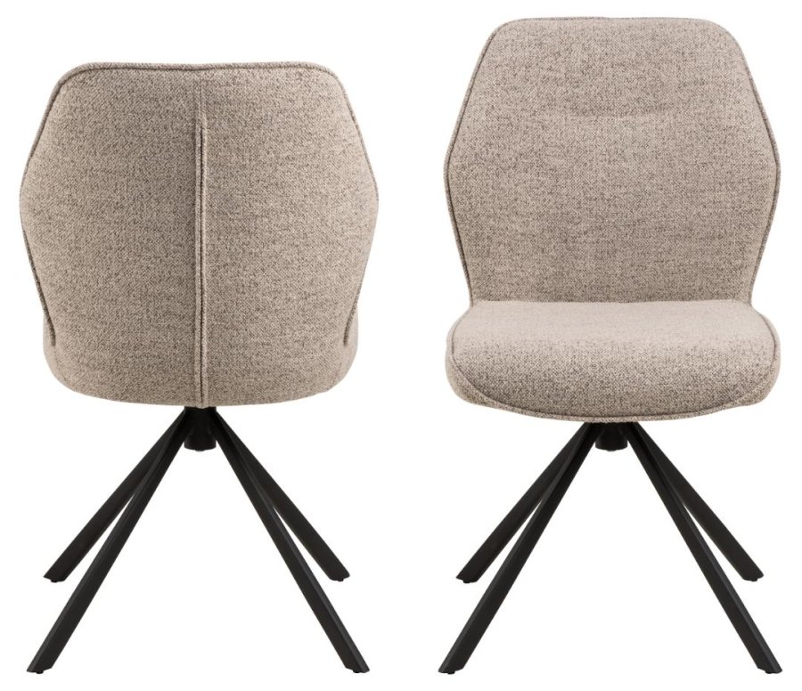 ACT NORDIC Aura spisebordsstol, m. drejefunktion - beige stof og sort stl