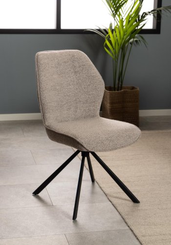 ACT NORDIC Aura spisebordsstol, m. drejefunktion - beige stof og sort stl