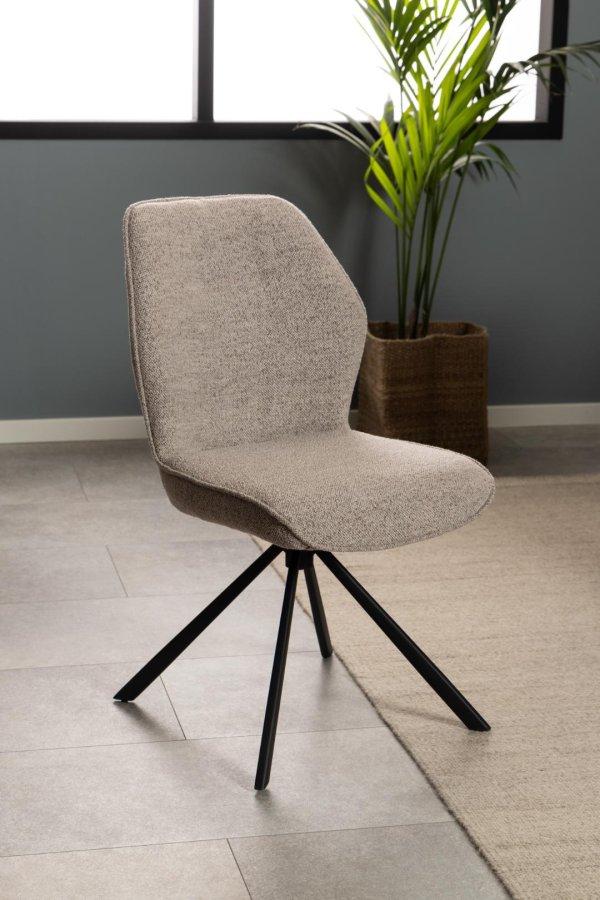 ACT NORDIC Aura spisebordsstol, m. drejefunktion - beige stof og sort stl