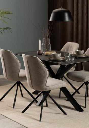 ACT NORDIC Aura spisebordsstol, m. drejefunktion - beige stof og sort stl