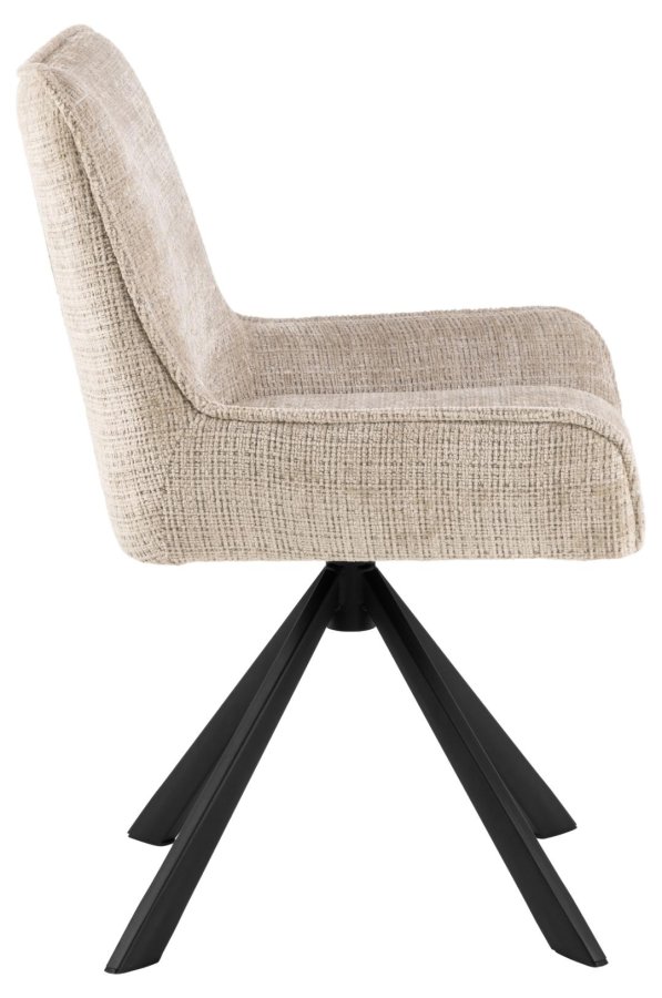 ACT NORDIC Eddie spisebordsstol, m. drejefunktion - beige stof og sort stl