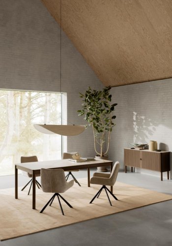 ACT NORDIC Eddie spisebordsstol, m. drejefunktion - beige stof og sort stl