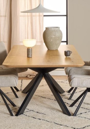 ACT NORDIC Eddie spisebordsstol, m. drejefunktion - beige stof og sort stl