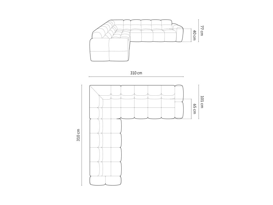 MICADONI  Symmetrisk hjrnesofa i fljl, 