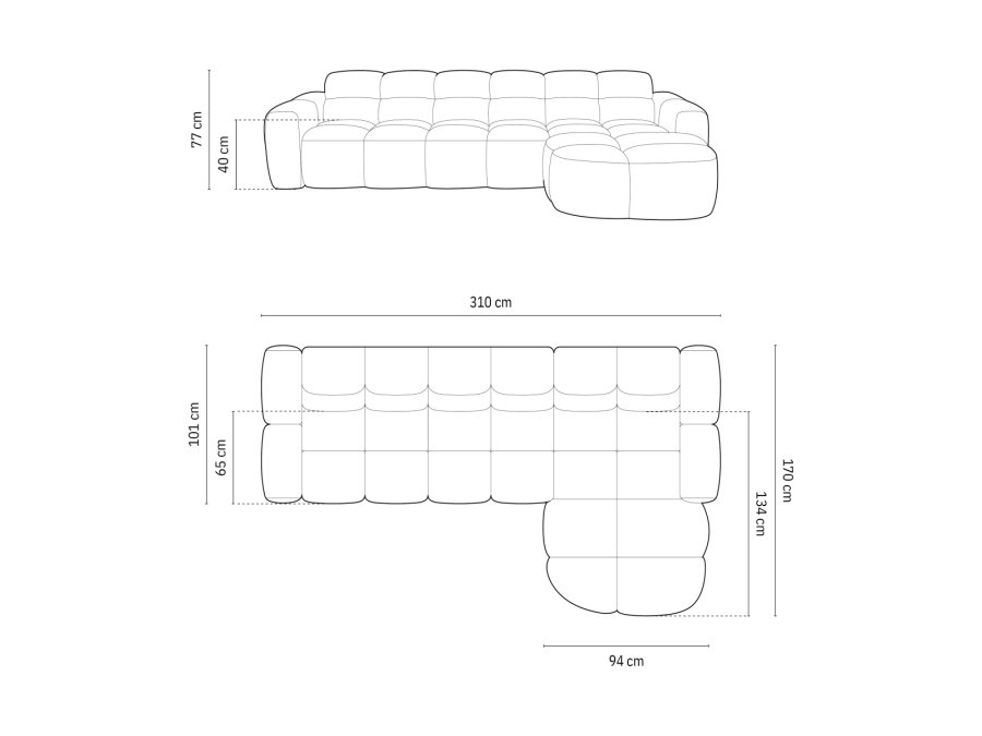 MICADONI  Hjre hjrnesofa i fljl, 
