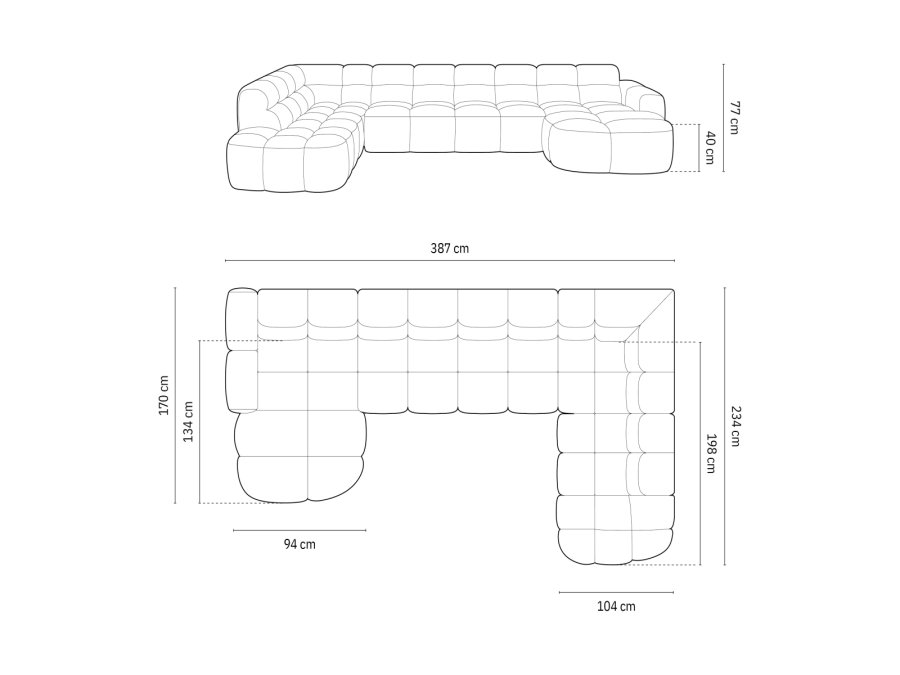 MICADONI  Panoramic hjre hjrnesofa i fljl, 