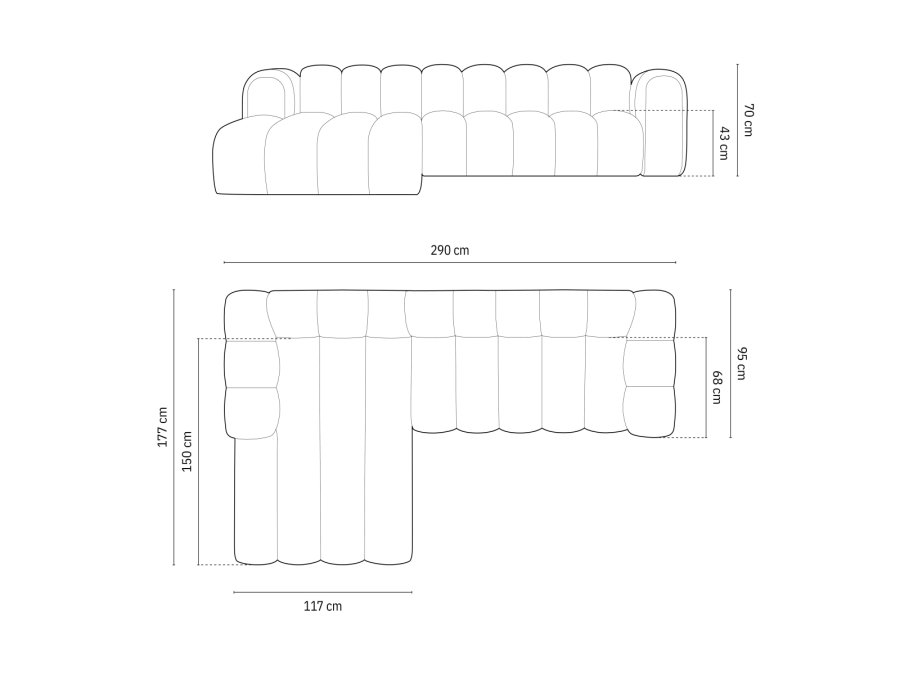 MICADONI  Velvet Modular Venstre hjrnesofa, 