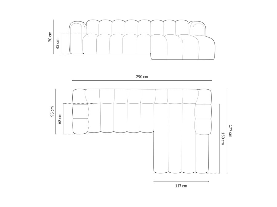 MICADONI Velvet Modular Hjre hjrnesofa, 