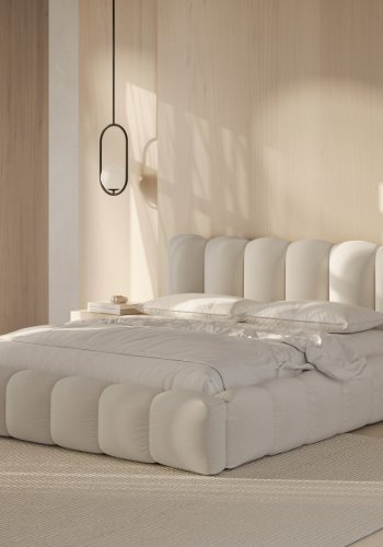 MICADONI  Opbevaringsseng med sengegavl, 