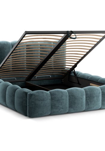 MICADONI  Opbevaringsseng med sengegavl, 