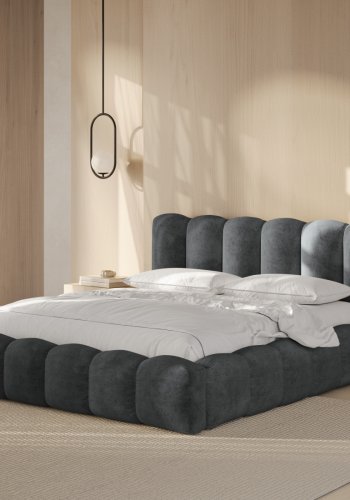 MICADONI  Opbevaringsseng med sengegavl, 