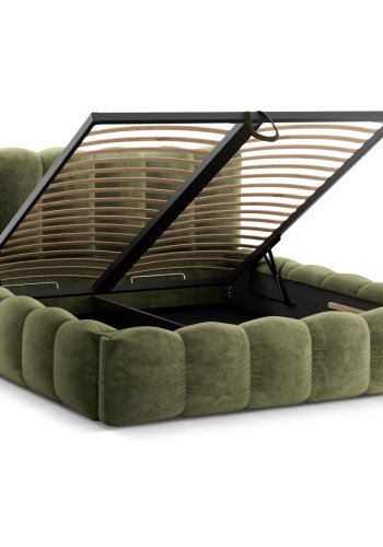 MICADONI  Opbevaringsseng med sengegavl, 