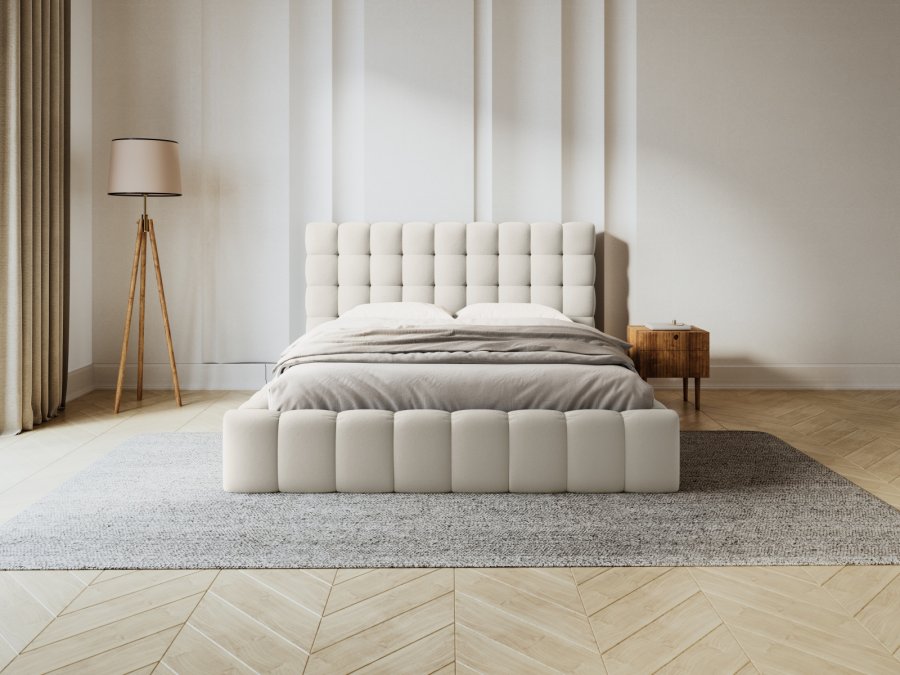 MICADONI  Opbevaringsseng med sengegavl, 